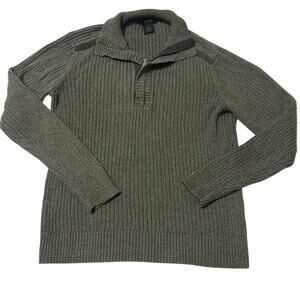 Calvin Klein Mens sweater Sz Medium Gray Quarter Zip Cotten Ribbed knot Pullover